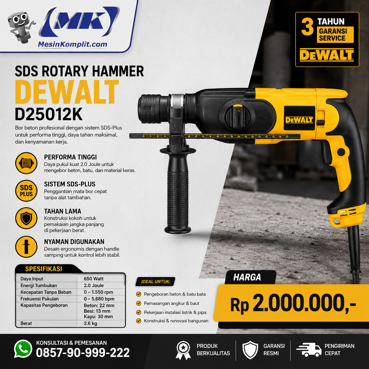 Rotary Hammer Dewalt 2 Mo...